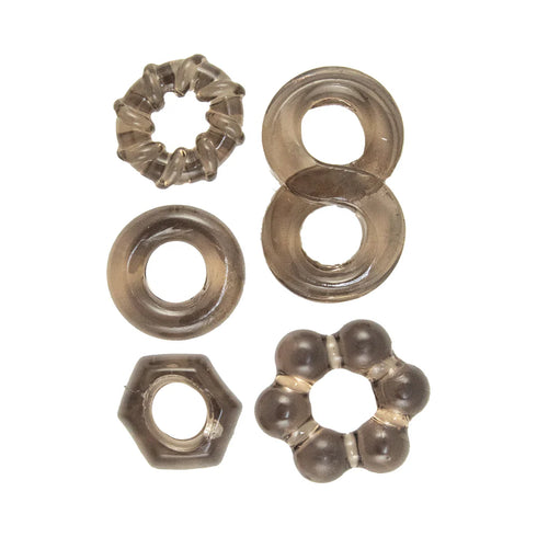 Enhancer Five Piece Cock Ring Set Black