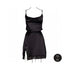 Le Desir Open Back Silk Dress with Criss Cross Details and Slit Black