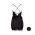 Le Desir Open Back Silk Dress with Criss Cross Details and Slit Black