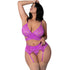Magic Silk Butterfly Fantasies Bra, Garter & Thong Set Neon Purple