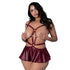 Lust Fetish Iris Burgundy Cage Mini Dress & Open G-String Set