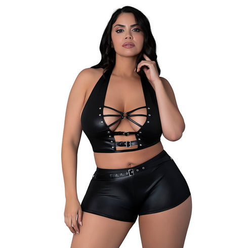 Lust Fetish Thalia Set with Halter Top, Cutouts & Detachable Belt