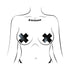 Pastease Plus X: Faux Latex Pleather Vinyl Black Cross Pasties (view 2)