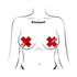 Pastease Plus X: Faux Latex Pleather Vinyl Red Cross Pasties (view 2)
