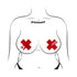 Pastease Plus X: Faux Latex Pleather Vinyl Red Cross Pasties (view 3)