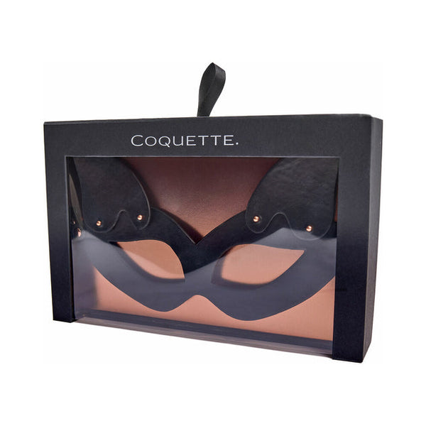 Coquette Pleasure Mask Black with Removable Ears & Adjustable Strap
