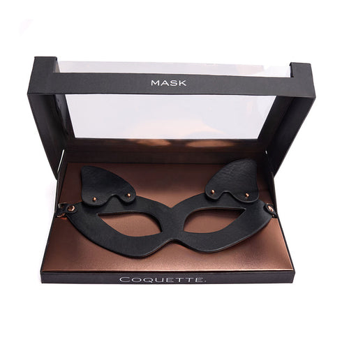 Coquette Pleasure Mask Black with Removable Ears & Adjustable Strap