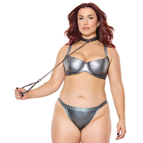 Adjustable Faux Leather with Removable Chain Leash