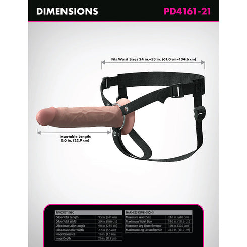Fantasy X-Tensions Elite Silicone Hollow Strap-On Dual Density 9 in.