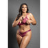 Fantasy Lingerie Domina Bralette & Panty with Zipper Details Berry Queen Size