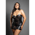 Fantasy Lingerie Domina Chemise with Zipper Details & Buckle Halter Black