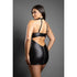 Fantasy Lingerie Domina Chemise with Zipper Details & Buckle Halter Black