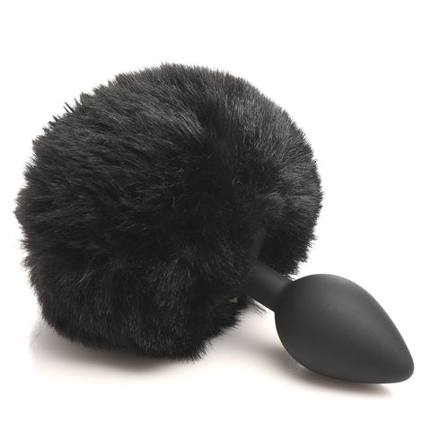 Tailz Fluffy Bunny Tail Silicone Plug Black (view 2)