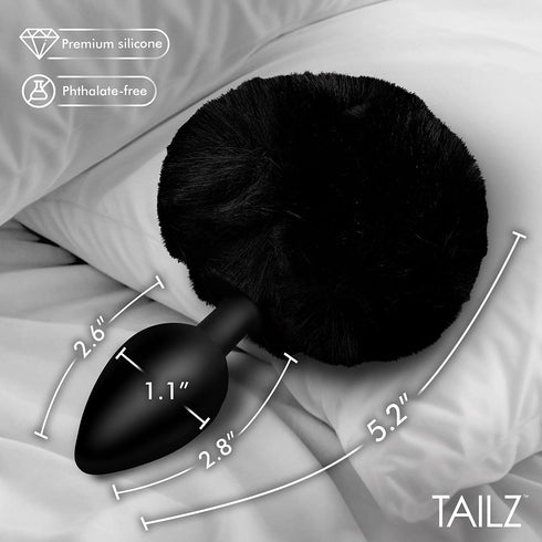 Tailz Fluffy Bunny Tail Silicone Plug Black (view 5)
