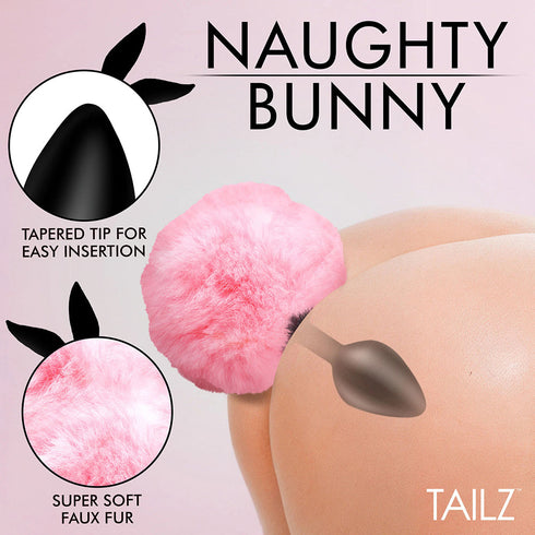 Tailz Fluffy Bunny Tail Silicone Plug Pink (view 4)