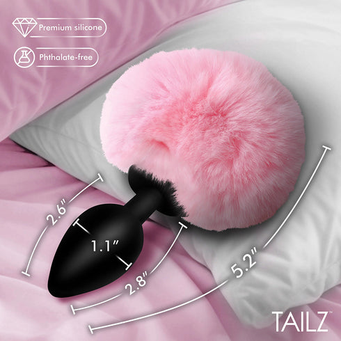 Tailz Fluffy Bunny Tail Silicone Plug Pink (view 5)