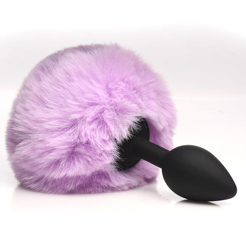 Tailz Fluffy Bunny Tail Silicone Plug Purple (view 2)