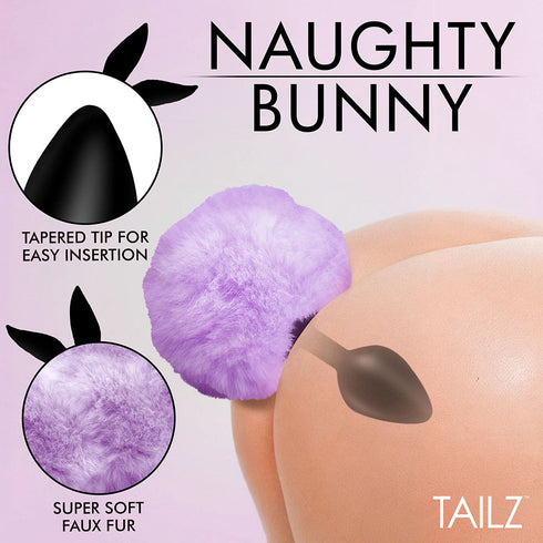 Tailz Fluffy Bunny Tail Silicone Plug Purple (view 4)