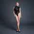 Allure Femme Fatale Vinyl & Mesh Deep-V Bodysuit XL (view 2)