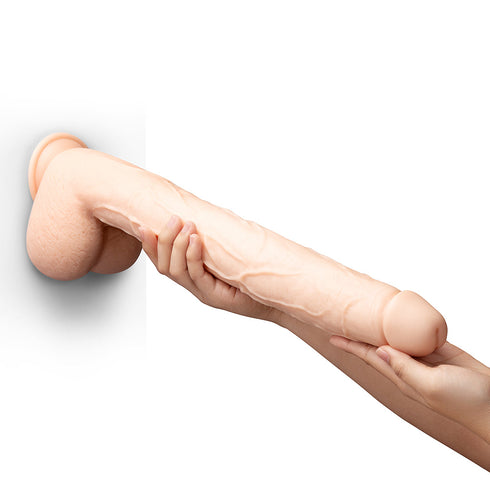 b-Vibe Bone 17 in. Deep-Insert Dildo with Realistic Balls and Suction Cup (view 10)