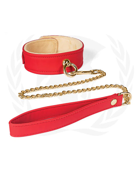 Spartacus Plush Lined PU Collar Chain Leash