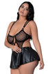 Lust Fetish Double Crossed Anastasia Black Set with Open Crotch Skirt & Underwire Bra