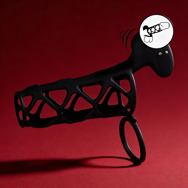 LEVELZ Vibrating Cage Silicone Cock Sleeve & Ball Ring