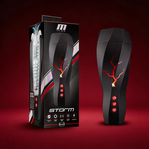 M for Men Storm Rechargeable Vibrating Suction Masturbator Black