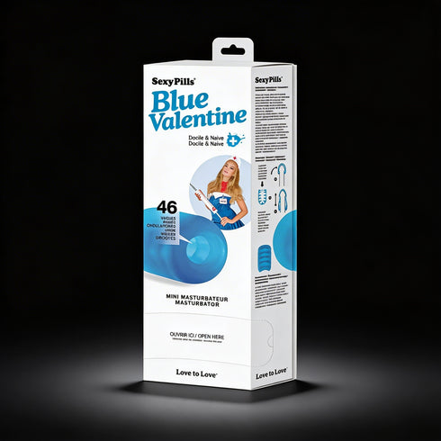 Love to Love Sexy Pills Blue Valentine Mini Masturbator Display of 6