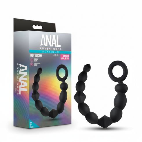 Anal Adventures Platinum Silicone Anal Beads Black