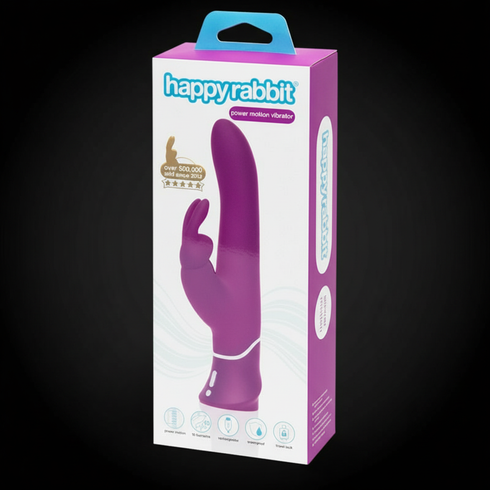 Happy Rabbit Power Motion Rechargeable Silicone Rabbit Vibrator Purple