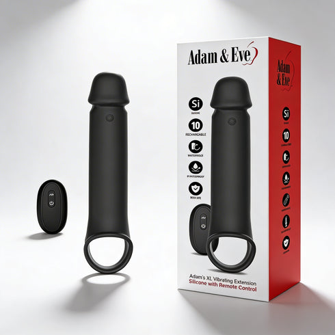 Adam & Eve Adam's XL Vibrating Extension Silicone with Remote Control
