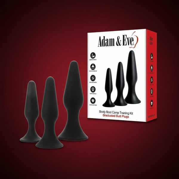 Anal Training Kit with Suction Cup - 3 Silicone Butt Plugs (Small, Medium, Large)