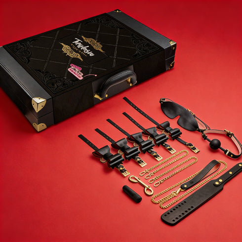 Temptasia Safe Word 10-Piece Bondage Kit with Suitcase Black