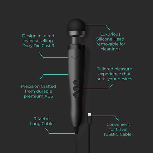 Doxy USB-C Wand Massager - Powerful Rechargeable Magic Wand Vibrator for Women, Deep Rumbly Vibrations