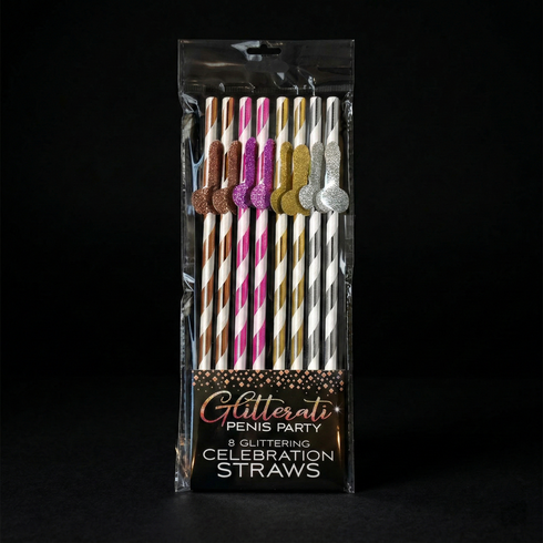 Glitterati Penis Party Tall Celebration Straws 8-Pack