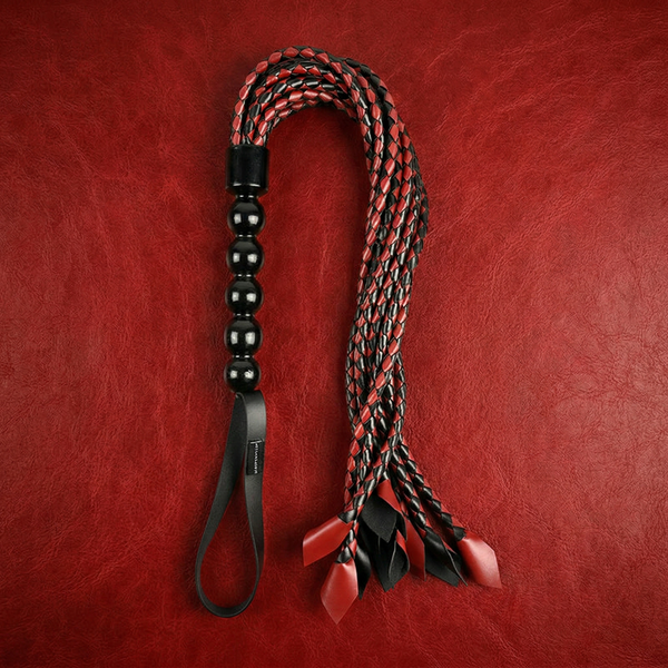 Sportsheets Saffron Braided Flogger Red/Black