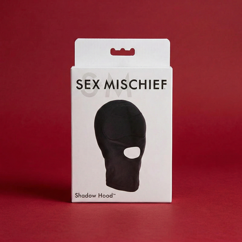 Sportsheets Sex & Mischief Shadow Hood Full-Head Mask with Open Mouth Black