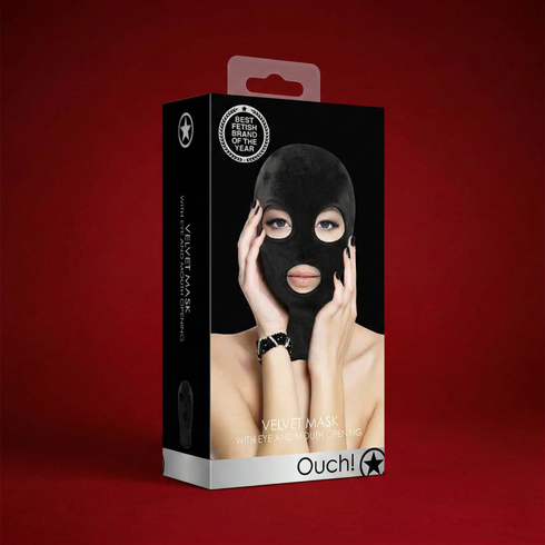 Ouch! Velvet Full-Head Mask With Eye and Mouth Opening Black