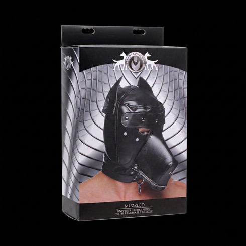 Master Series Muzzled Universal BDSM Hood with Removeable Muzzle