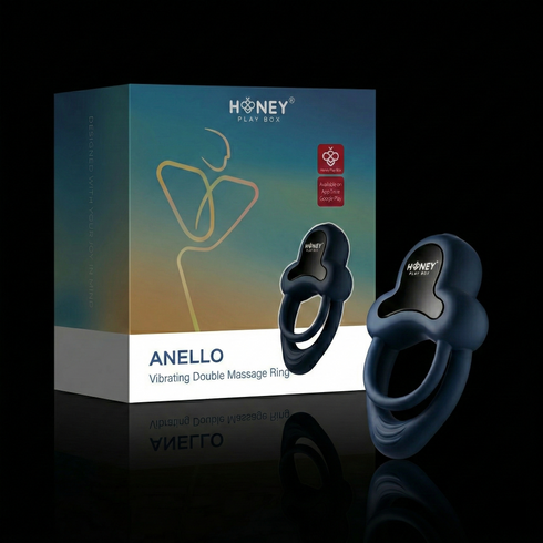 Honey Play Box Anello App-Controlled Vibrating Double Cock Ring with Clitoral Stimulator Black