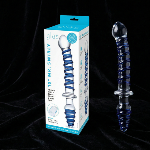 Glas 10 in. Mr. Swirly Double Ended Glass Dildo & Butt Plug