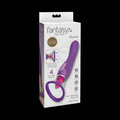 Fantasy For Her Her Ultimate Pleasure Dual-Ended Vibrator With Licking Suction Purple