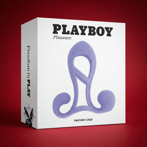Playboy Fantasy Cage Rechargeable Vibrating Cock Cage Silicone Purple
