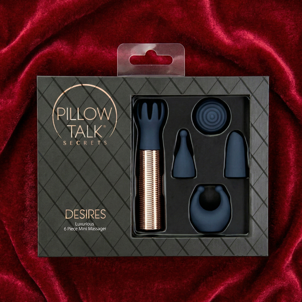 Pillow Talk Secrets Desires 6-Piece Silicone Mini Massager Set Navy