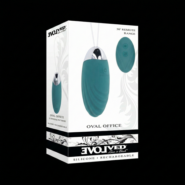 Evolved Oval Office Rechargeable Vibrating Egg with Remote Silicone Teal