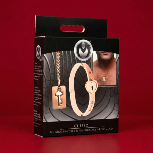 Master Series Cuffed Locking Bracelet & Key Necklace Rose Gold
