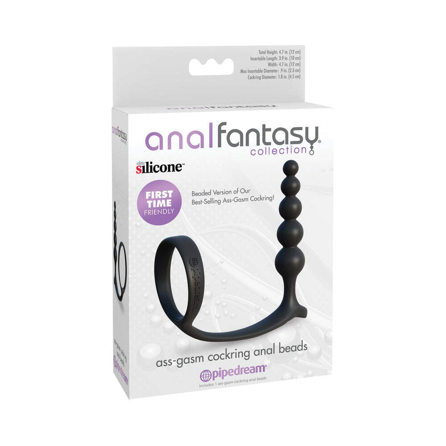 Cock Ring with Anal Beads - Vibrating Penis Ring Butt Plug Combo for Men