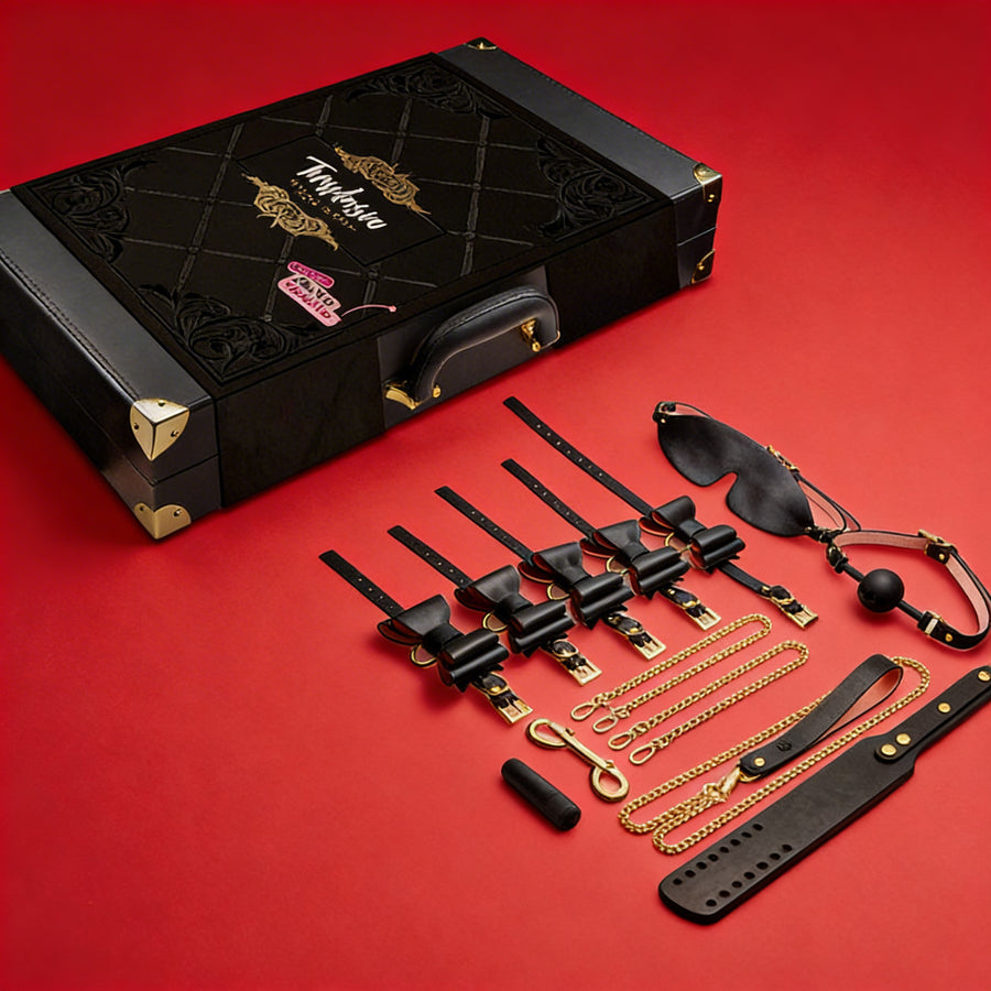 Temptasia Safe Word 10-Piece Bondage Kit with Suitcase Black