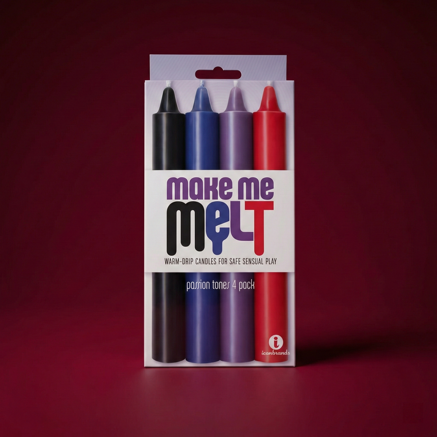 The 9's, Make Me Melt Sensual Warm-Drip Candles, 4 Pack, Passion Tones
